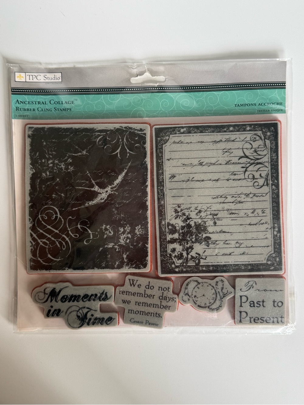 TPC Studio Ancestral Collage Rubber Cling Stamps Moments in Time-New